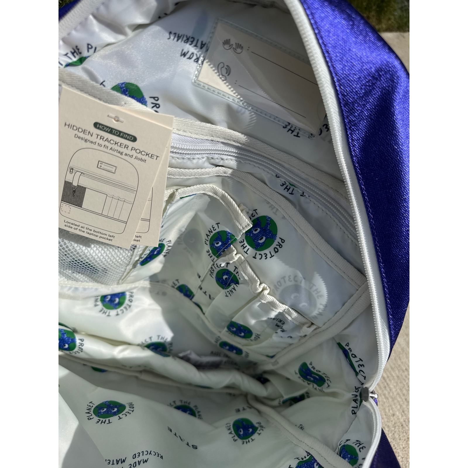 State Bags Kane Kids Travel Backpack Metallic Cowgirl Blue White Rainbow Nwt — image 8 of 8